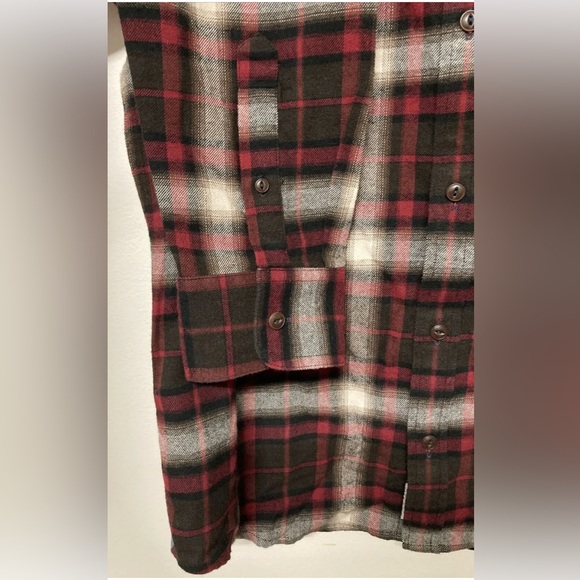 New! Flag & Anthem Mens Plaid Shirt ButtonUp Red Black White Lightweight Medium - Picture 6 of 12